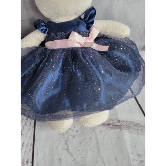 H&M Ballerina Kitty Cat In Navy Blue Gold Sparkly Dress Stuffed Animal Plush 8” - Picture 4 of 7